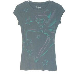 Disney Walt Disney Peter Pan Tinkerbell Short Sleeve Black Tee T Shirt Top